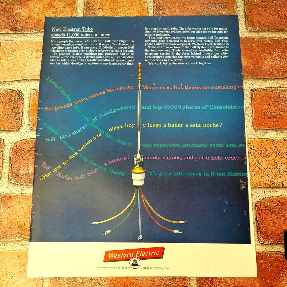 1961 Western Electric - Electron Tube Speeds 11k Voices at once - Vtg PRINT AD‎